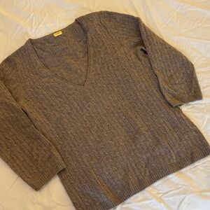 JCrew  V-Neck Cashmere Cable Knit Sweater